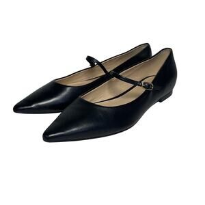 MARC FISHER Women’s Daner Black Leather Pointed Toe Mary Jane Flat 9